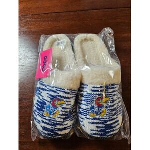 Kansas Jayhawks Womens Slippers Size XL 11-12  NCAA FOCO Sequin Slip On  NEW